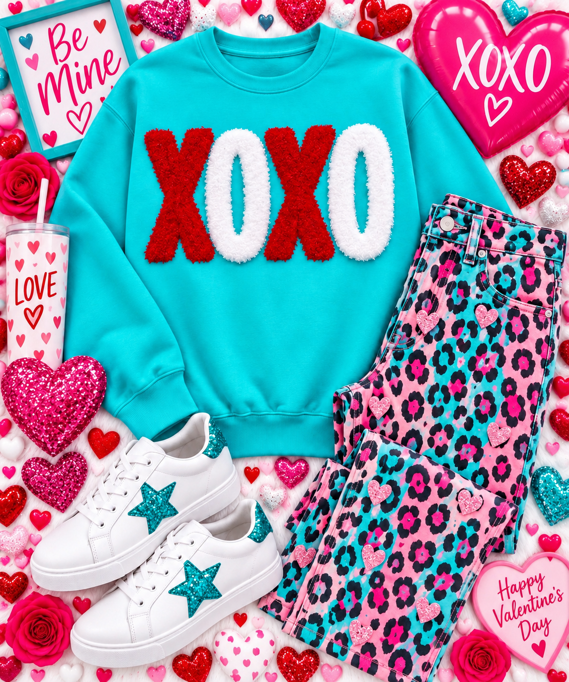 Fluffy Valentines Patch, DIY XOXO Red and White Patch