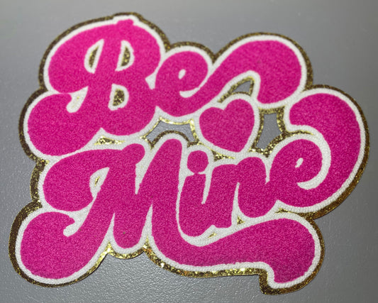 Be Mine ~Hot Pink~ Chenille Patch, Retro Chenille Patch, Large Chenille Patch, Valentines Chenille Patch, Iron on Patch
