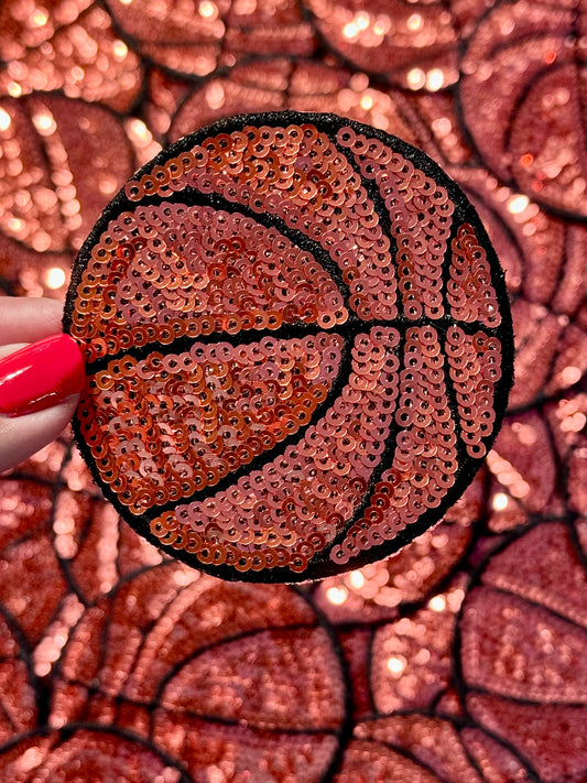 Sequin Basketball Patch, Sequin Patch, Basketball Patch, Trucker Hat Patch, Iron On Patch, Game Day Patch, Sports Patch, DIY Patch, Patch for Hat