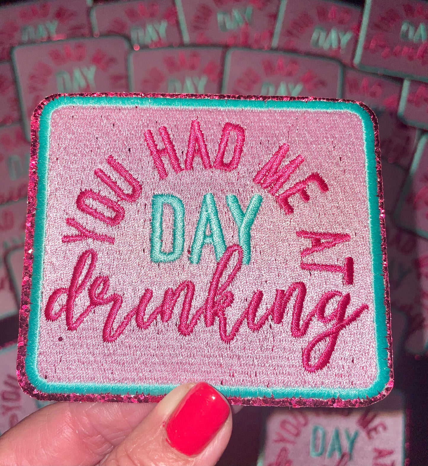 You had me at Day Drinking Patch, Drinking Patch, Trucker Hat Patch, Boujee Patch, Iron On Patch, Trendy Patch, Pink Patch, Glitter Patch Patch for Hats, DIY