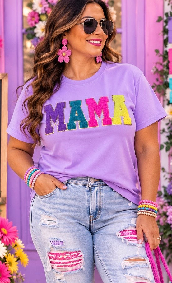 Mama Multicolor Chenille and Glitter Patch, Vibrant Multicolor Mama Patch , Iron on Patch, Mother’s Day DIY