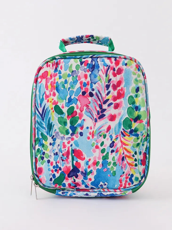Blue lily print lunch box/Back to School