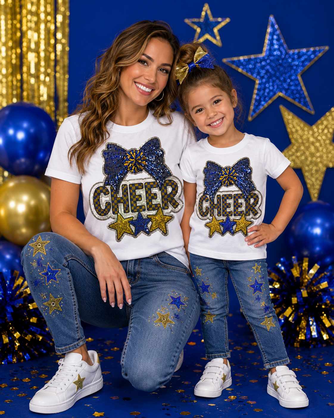Cheer Sequin and Glitter Patch: Iron-On DIY Applique 10 in