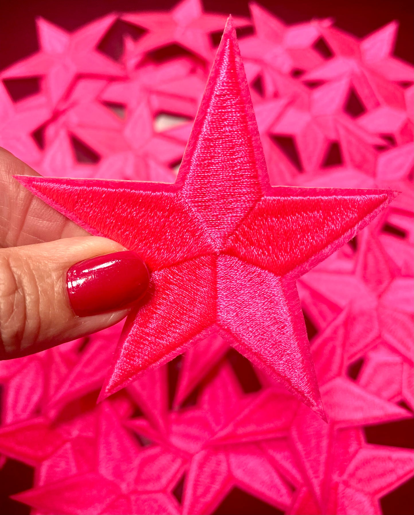 Star Patch, Embroidered Star Patch, Hot Pink 3",Iron on Patch, DIY, Trucker Hat Patch, DIY, Embroidered Star Patch