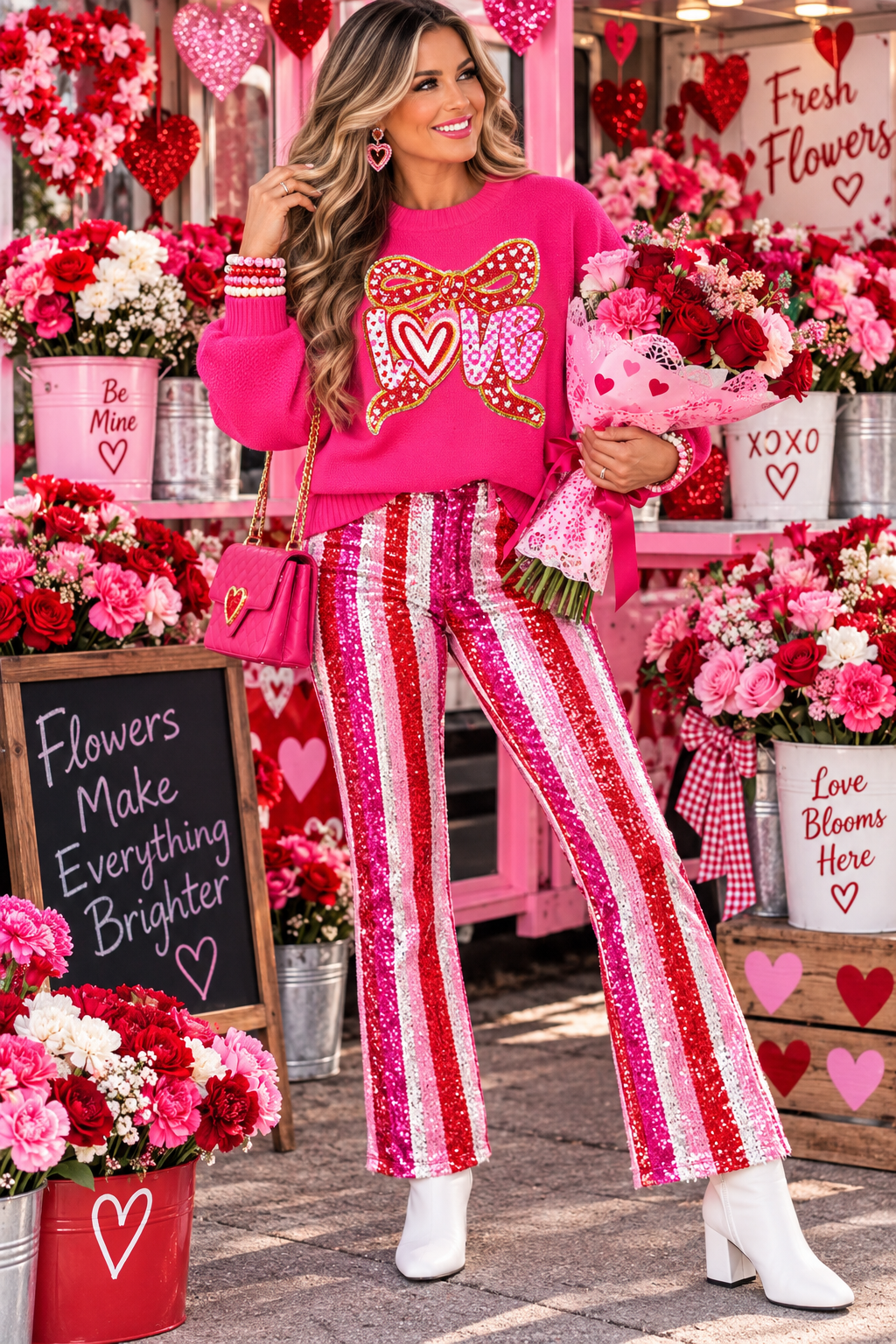 Valentine's Patch, Sequin and Chenille Valentine Bow, DIY Love Patch