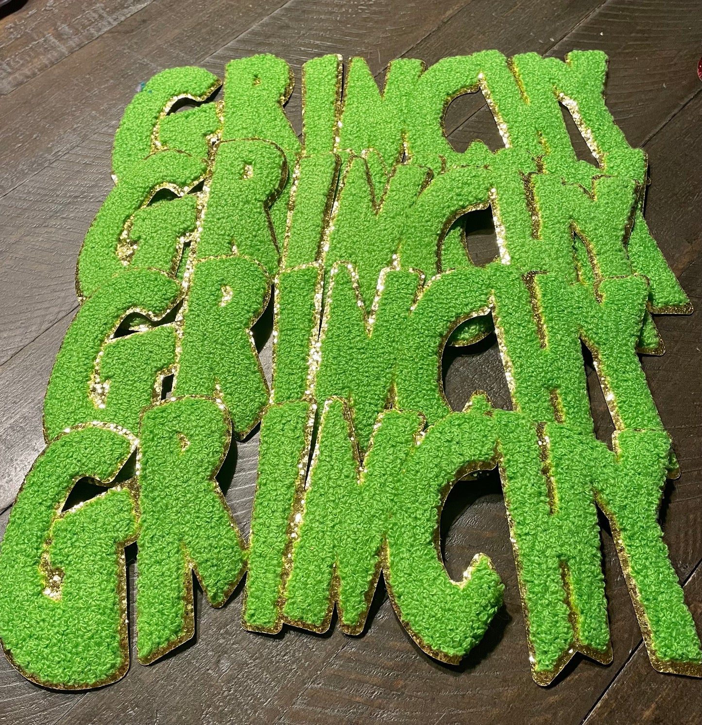 Grinchy Green and Glitter Chenille Patch 11” One Single Patch Christmas, Patches