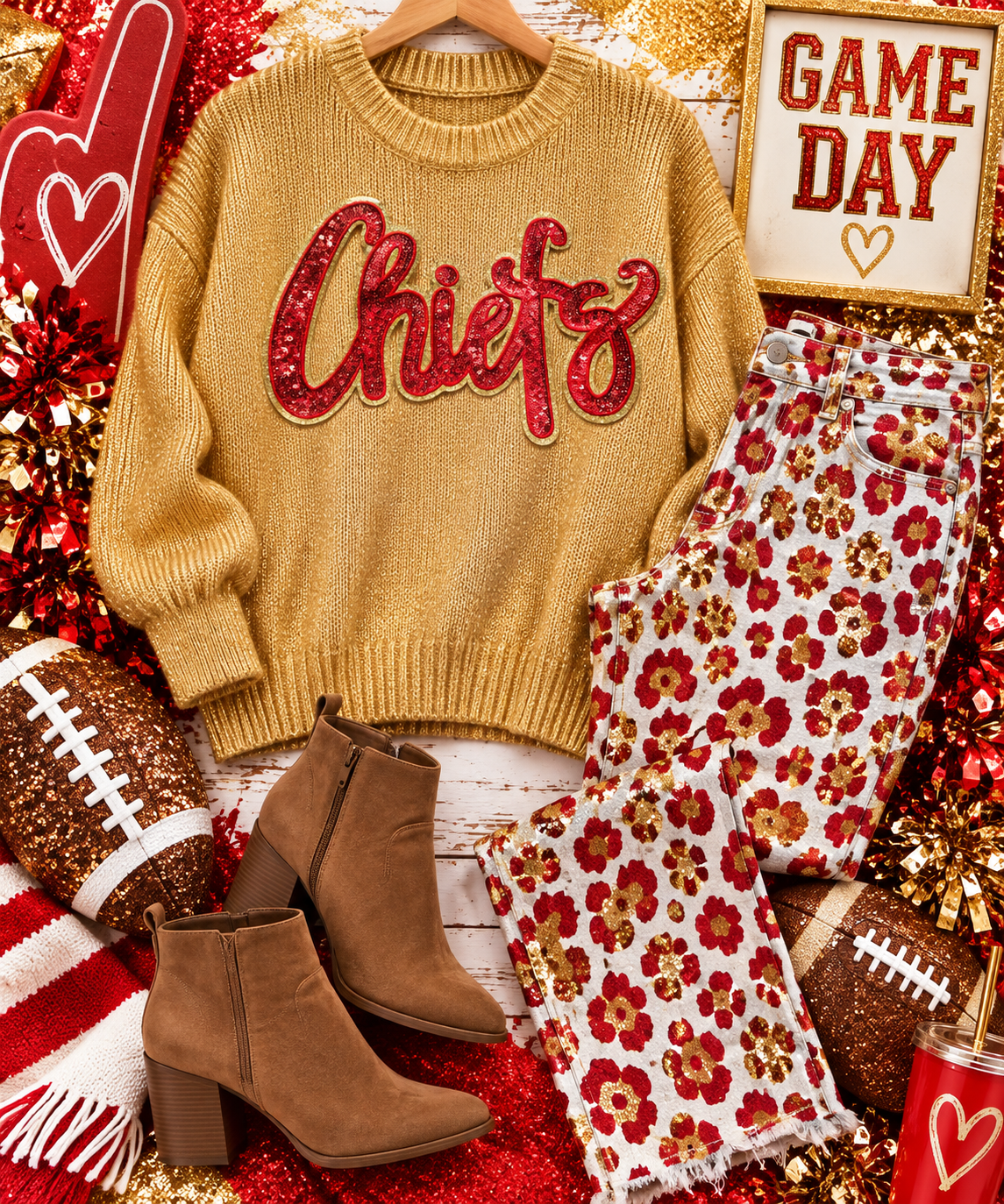 Chiefs Patch, Sequin Patch, Gold Glitter Backing, Iron On Patch, Game Day Patch, High School Mascot Patch, DIY Patch