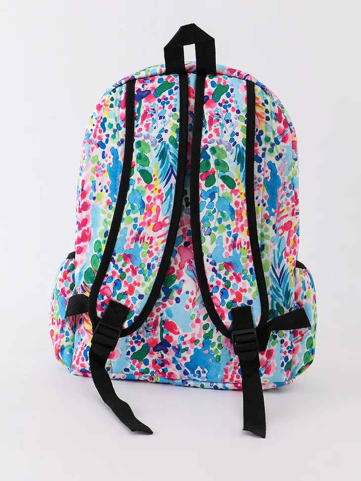 Blue lily print backpack/Back to School