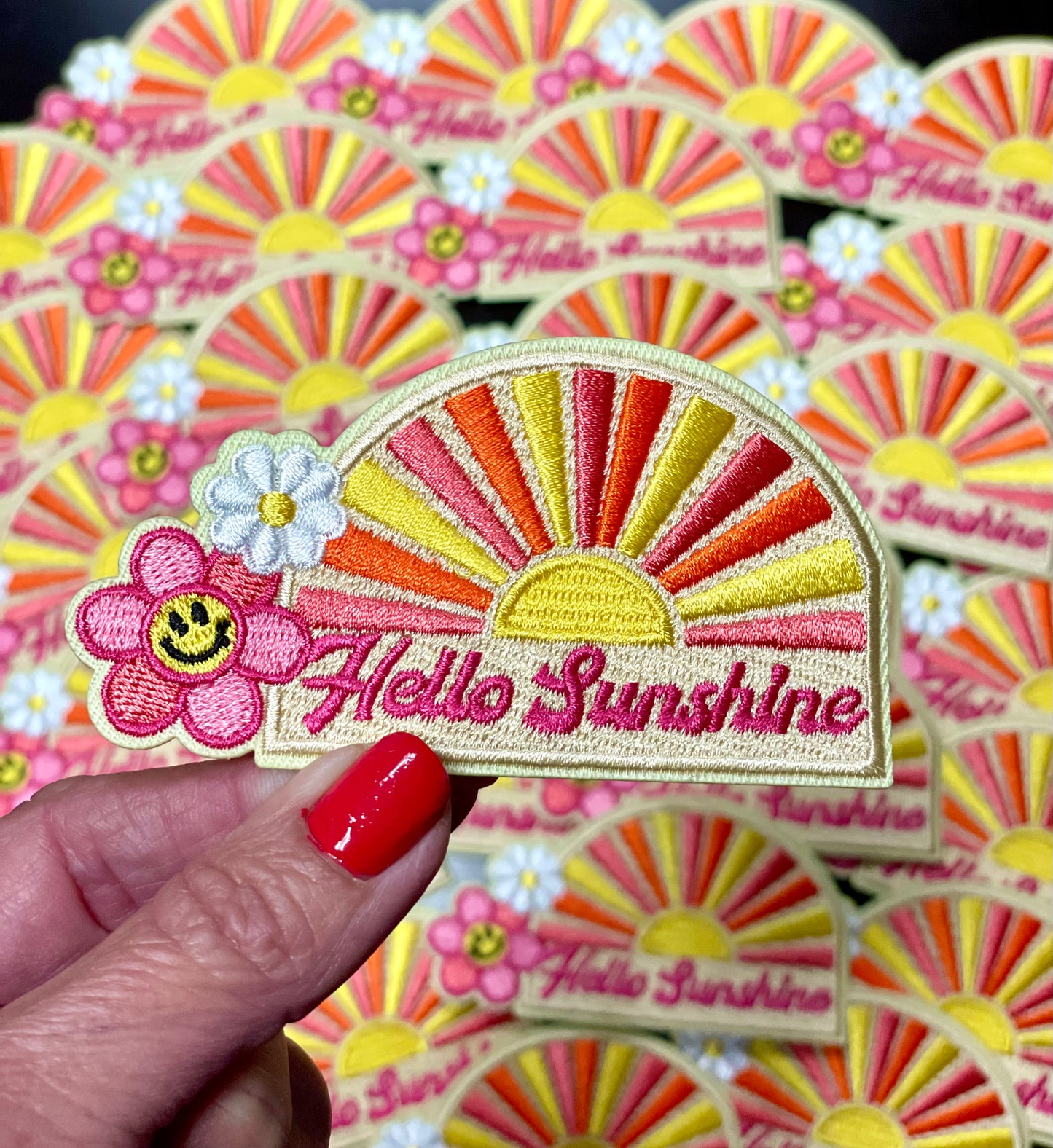 Hello Sunshine Patch, Trucker Hat Patch, Smiley Face Patch, Daisey Patch, Iron On Patch, Summer Patch, Preppy Patch, Cowgirl Patch, DIY