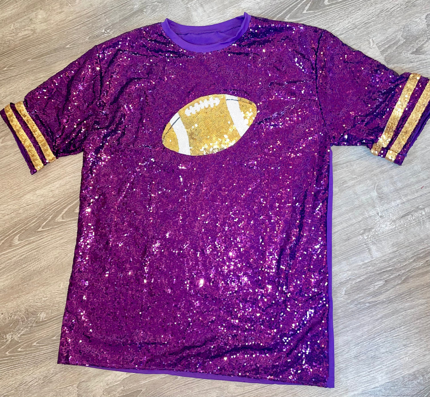 Sequin Dress, Sequin Jersey Dress, Purple and Gold Sequin Jersey Dress, Game Day,