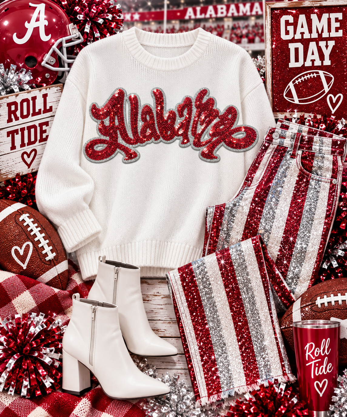 Sequin Patch, Crimson Alabama Patch, Silver Glitter Backing, Iron On Patch, Game Day Patch, Mascot Patch, DIY Patch