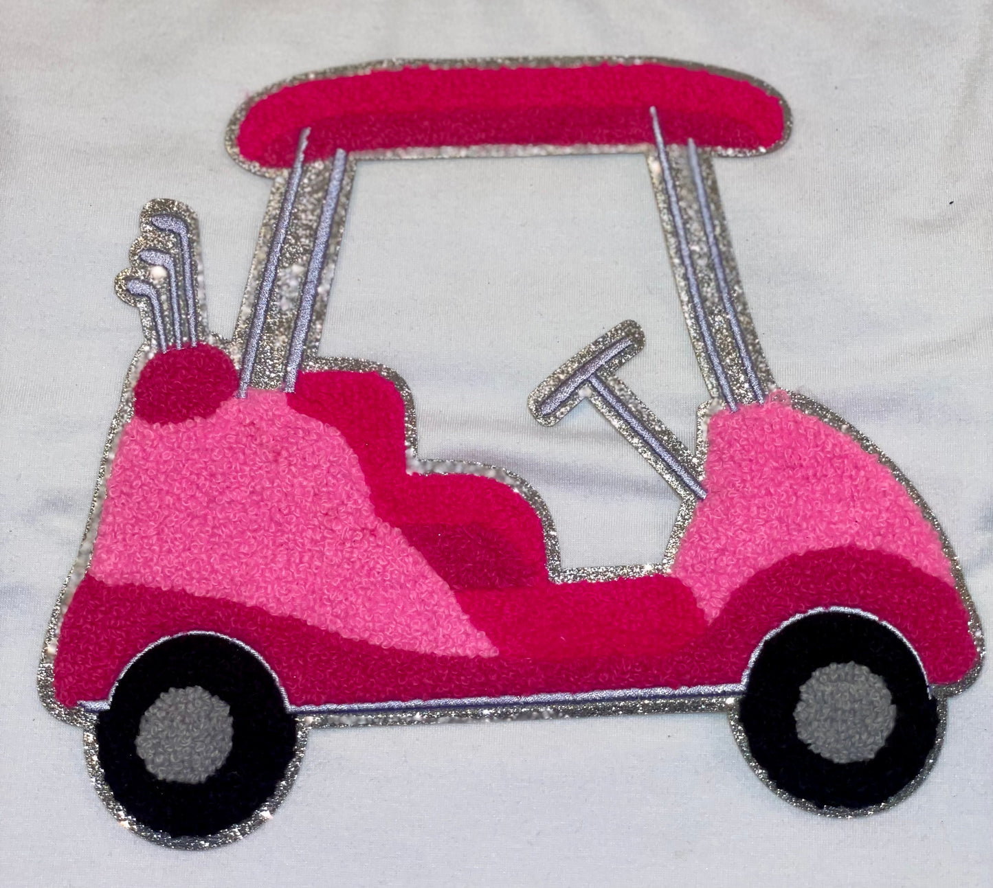 Golf Cart Patch, Pink Preppy Chenille Patch,  Glitter Patch, Chenille Golf Cart Patch, Trendy Patch, Preppy Patch,