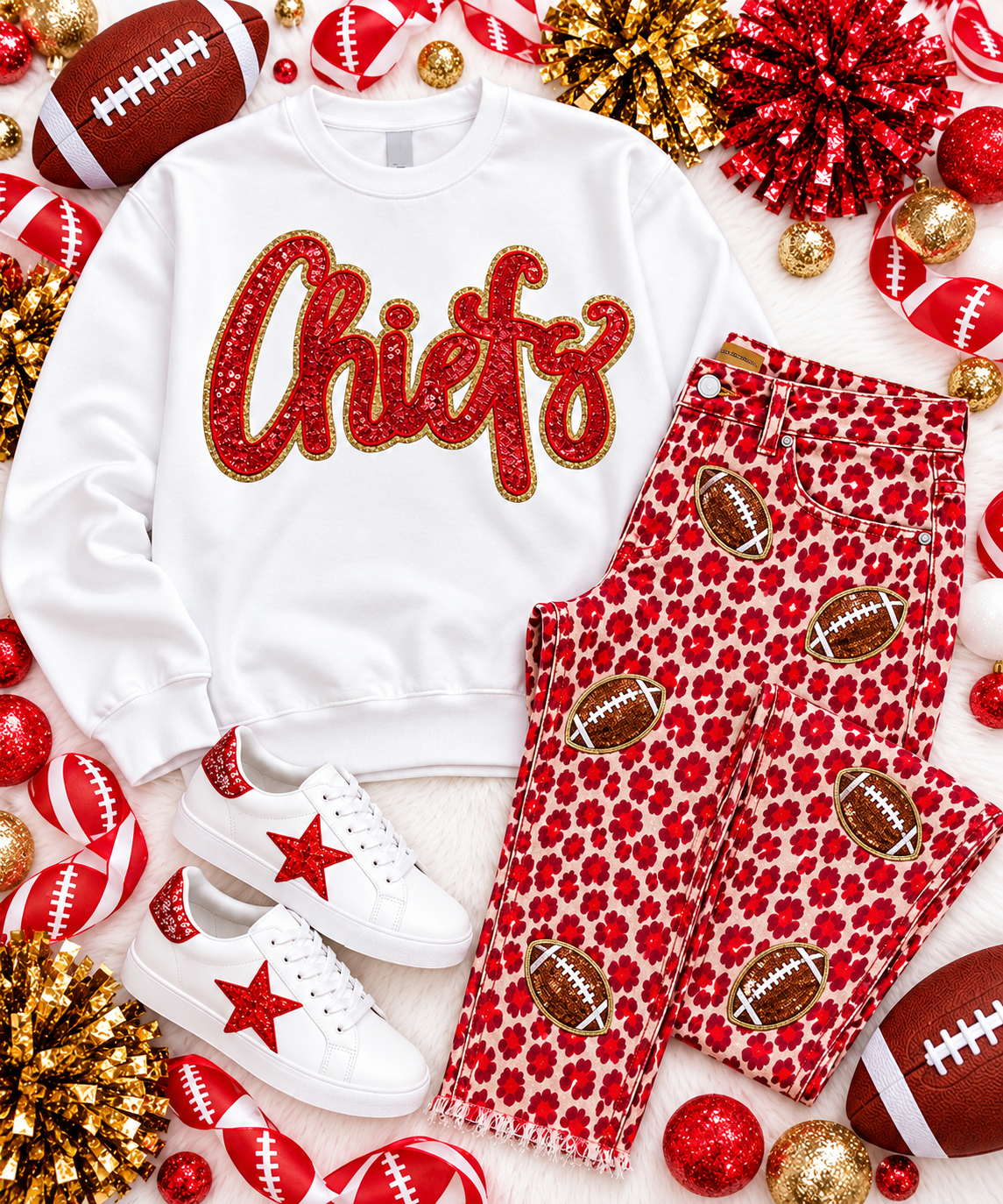 Chiefs Patch, Sequin Patch, Gold Glitter Backing, Iron On Patch, Game Day Patch, High School Mascot Patch, DIY Patch