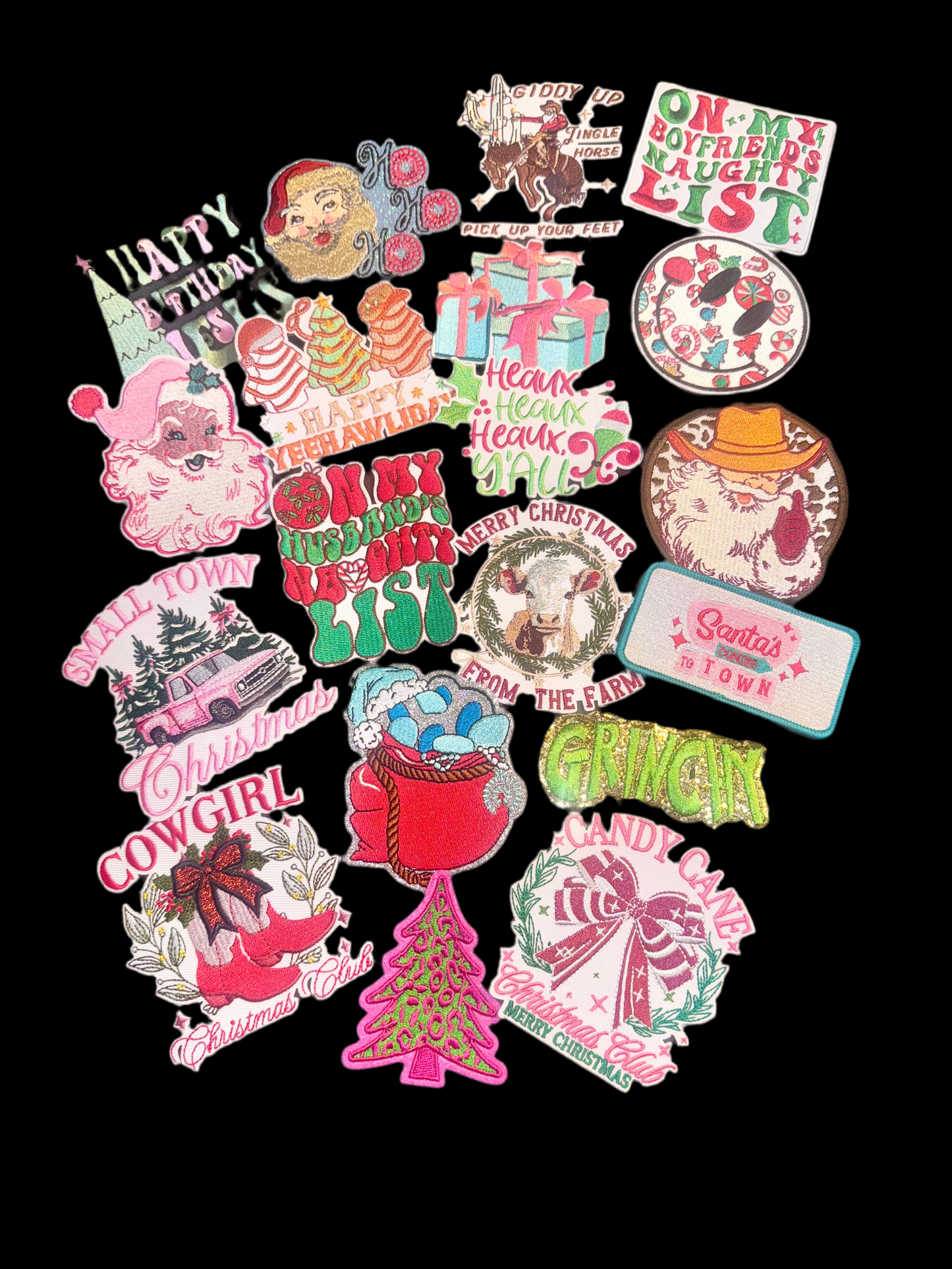 Christmas Mystery Bundle Trucker Hat Patches, Patch Bundle, Bulk Patches, Iron on Patches,