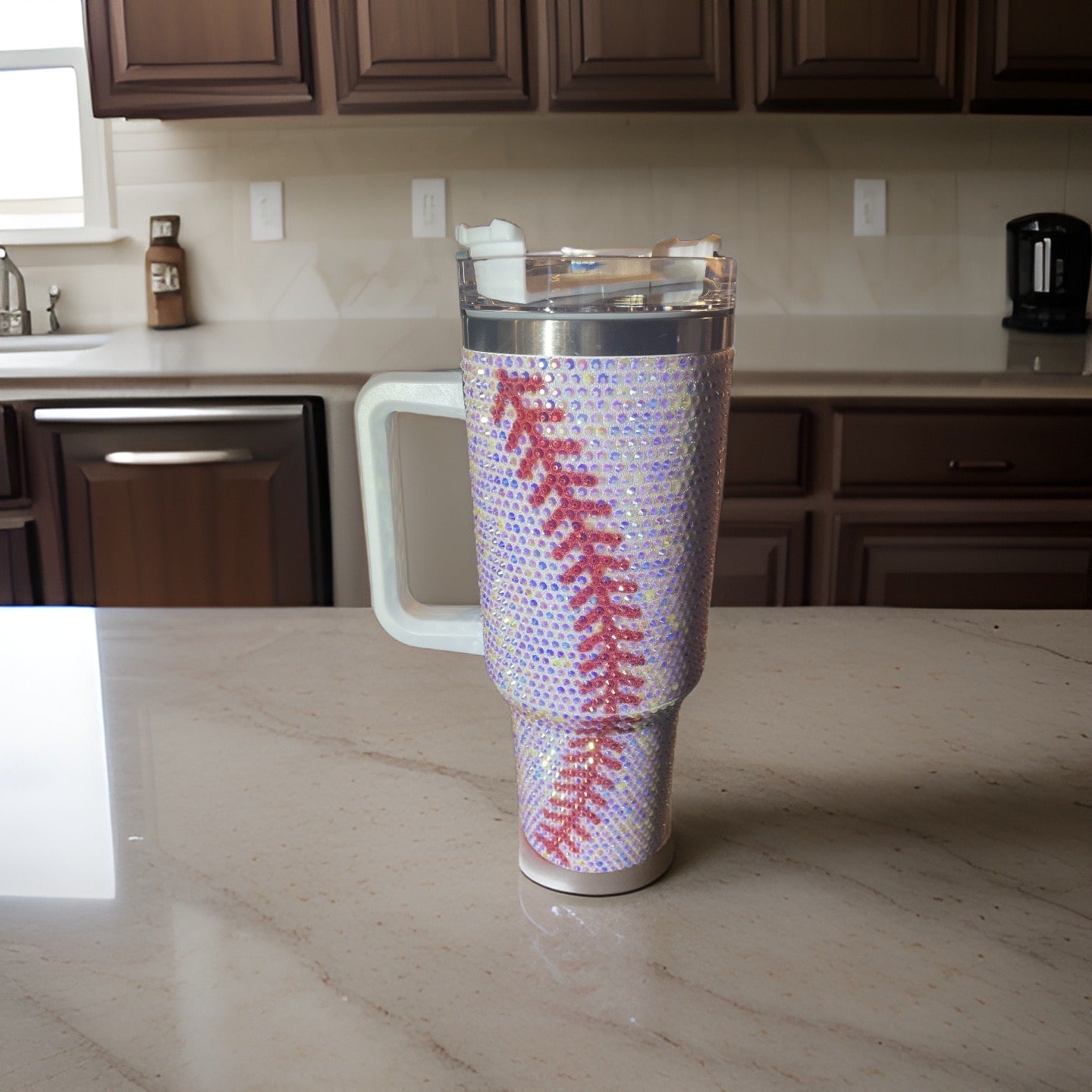 Baseball Bling Rhinestone Studded Tumblers 40Oz