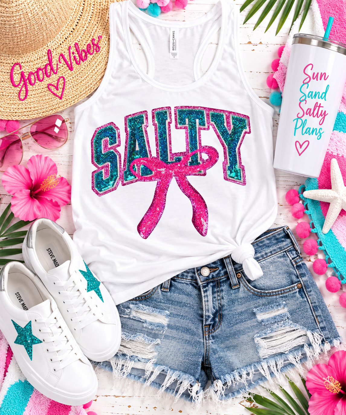 Salty Patch, Salty Sequin Bow Patch, Pink Glitter Backing, Iron on Patch, DIY