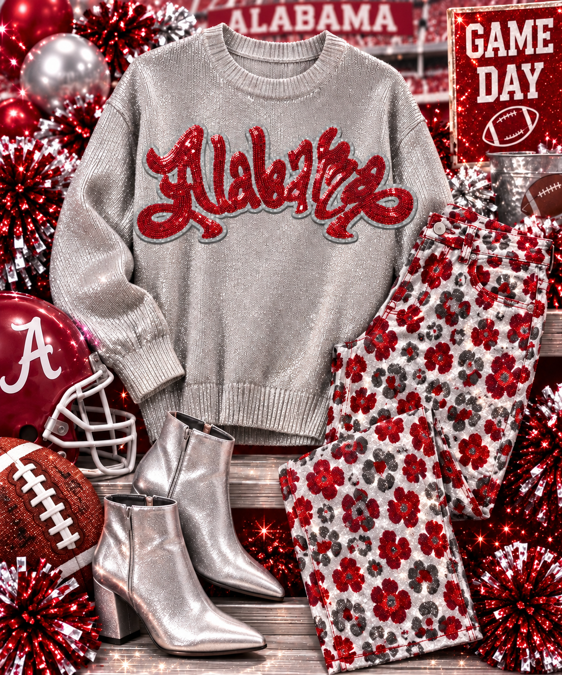 Sequin Patch, Crimson Alabama Patch, Silver Glitter Backing, Iron On Patch, Game Day Patch, Mascot Patch, DIY Patch