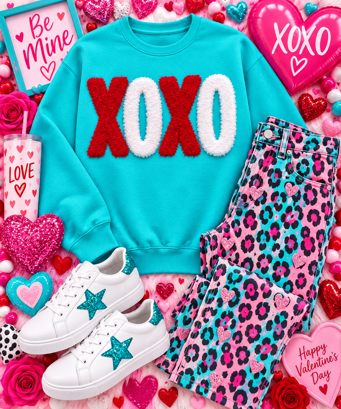 Fluffy Valentines Patch, DIY XOXO Red and White Patch