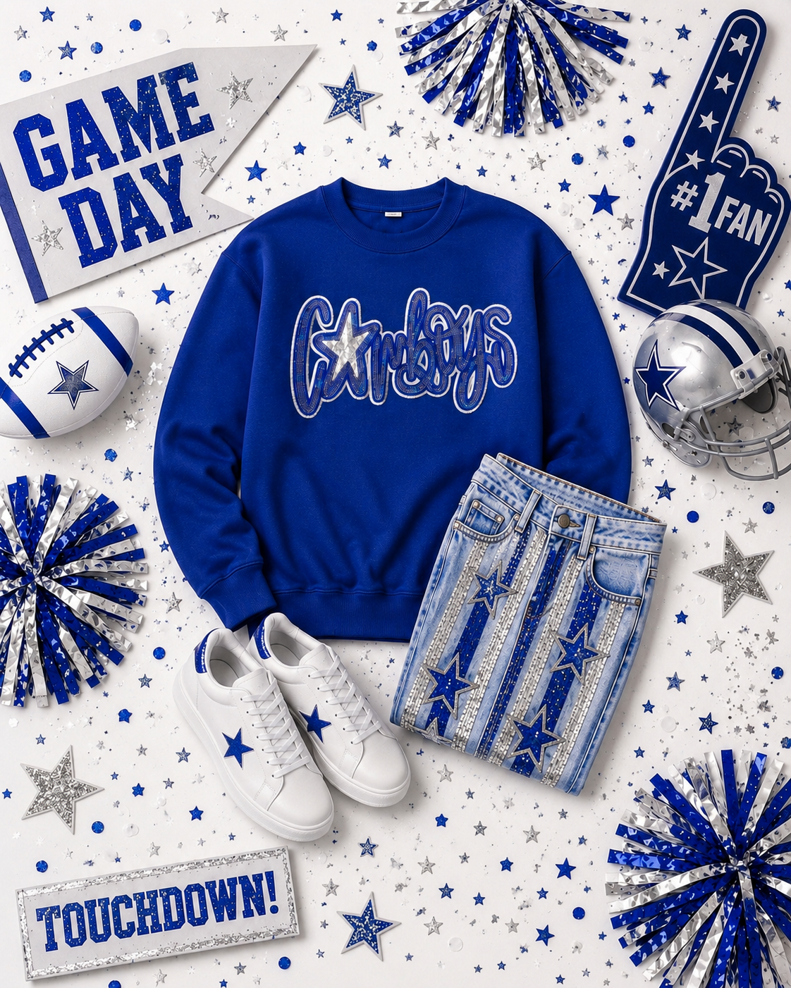 Cowboys Patch, Sequin Patch, Royal Blue and White Sequin Cowboys Patch, White Glitter Backing, Iron On Patch, School Mascot Patch, Game Day Patch, Mascot Patch, DIY Patch