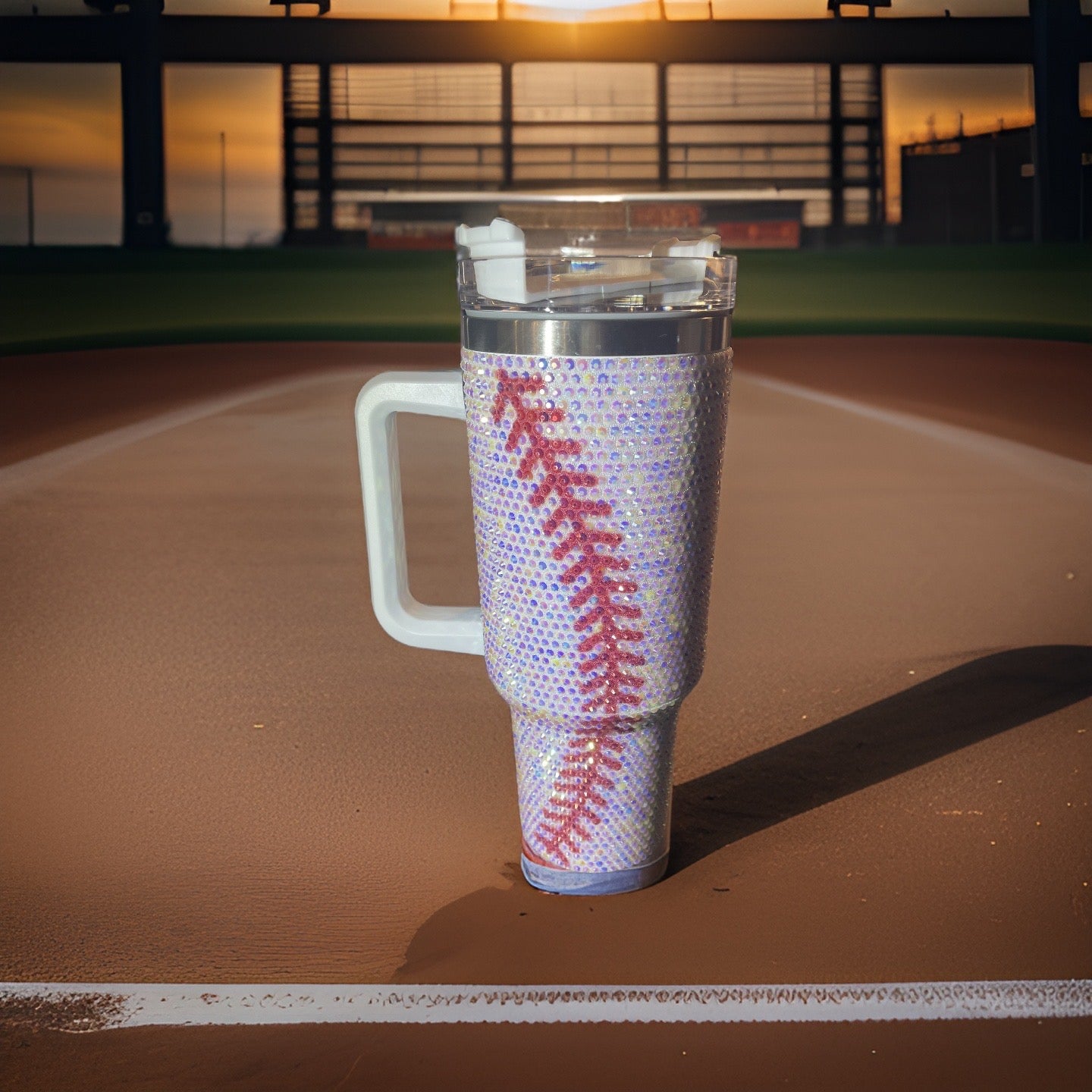 Baseball Bling Rhinestone Studded Tumblers 40Oz