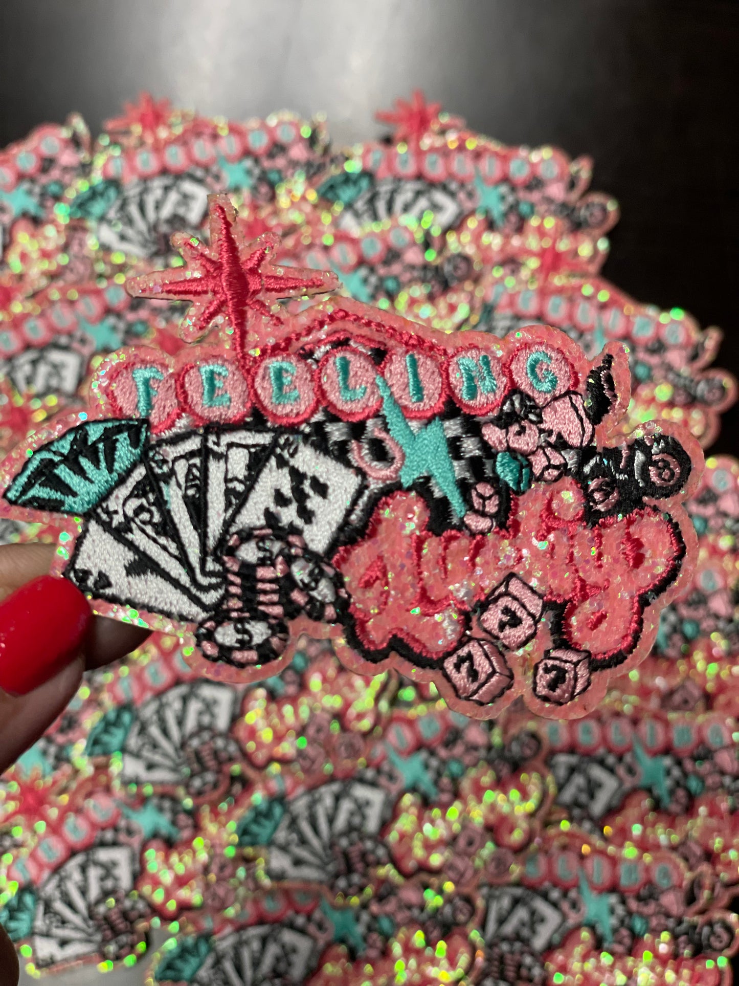 Feeling Lucky Patch, Trucker Hat Patch, Pink Patch, Glitter Patch, Cowgirl Patch, Trendy Patch, Iron On Patch, DIY