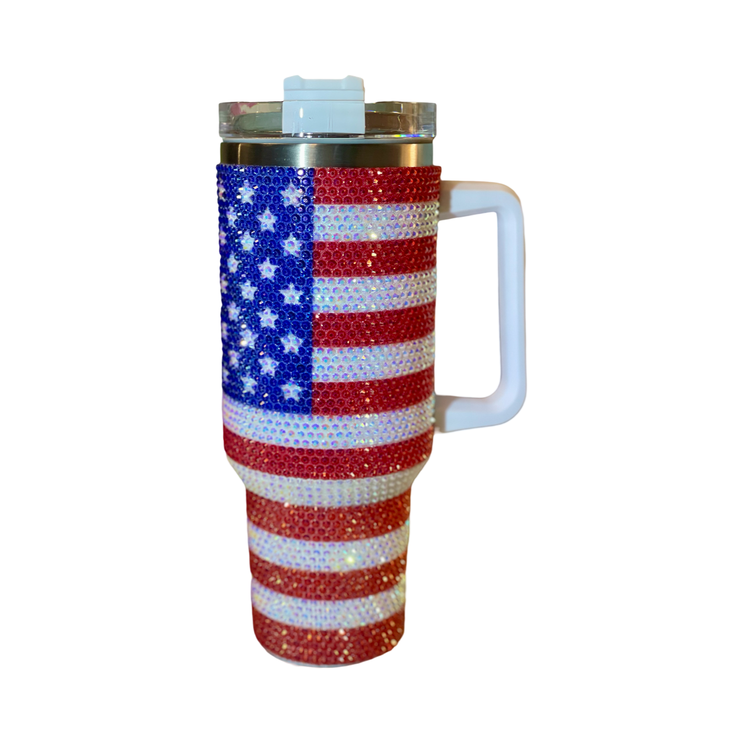 Bling American Flag Tumbler, Patriotic Tumbler, 4th of July Bling Tumbler, USA 40 oz Tumbler, Independence Day, Patriotic Day Tumbler,