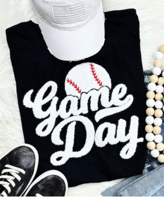 BASEBALL Game Day White Chenille Patch, iron on patch, game day, diy patch, baseball