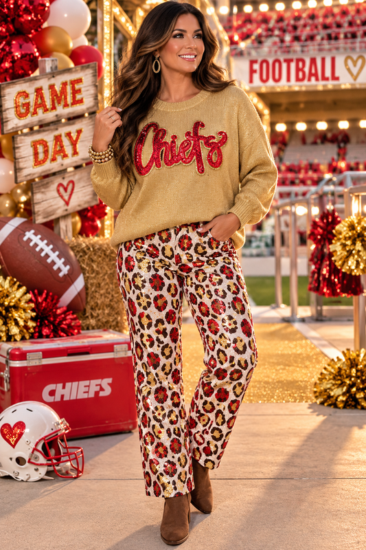Chiefs Patch, Sequin Patch, Gold Glitter Backing, Iron On Patch, Game Day Patch, High School Mascot Patch, DIY Patch