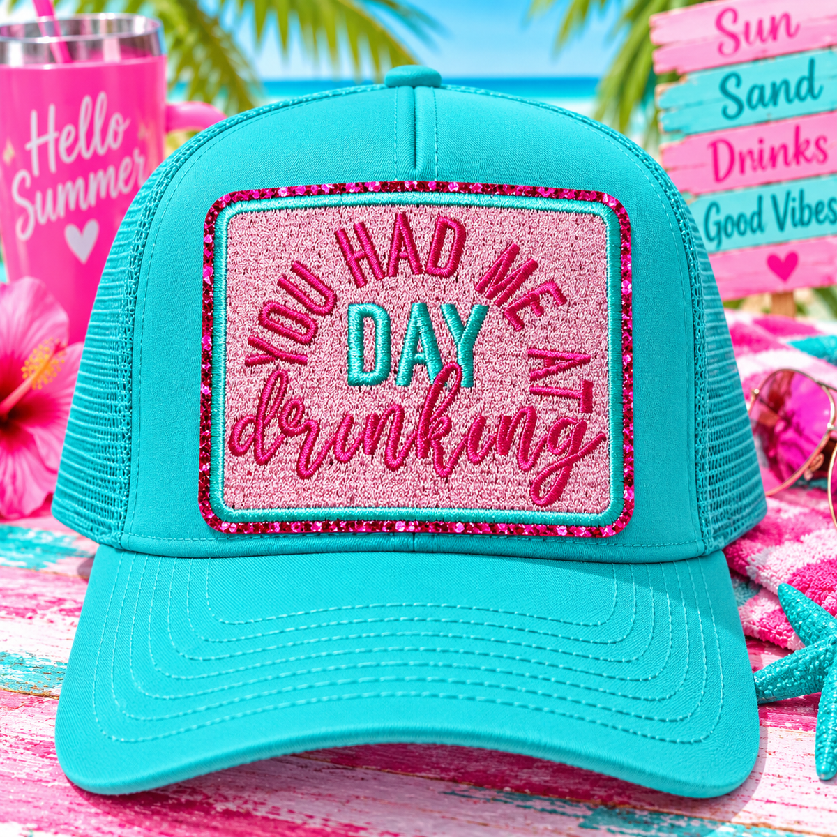 You had me at Day Drinking Patch, Drinking Patch, Trucker Hat Patch, Boujee Patch, Iron On Patch, Trendy Patch, Pink Patch, Glitter Patch Patch for Hats, DIY