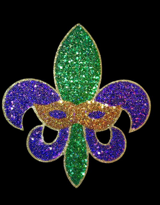 Mardi Gras Sequin Patch, Sequin Fleur de Lis, Carnival Patch, Mardi Gras Patch, Sequin Mardi Gras, DIY, Mardi Gras Attire, Sequin Patch,