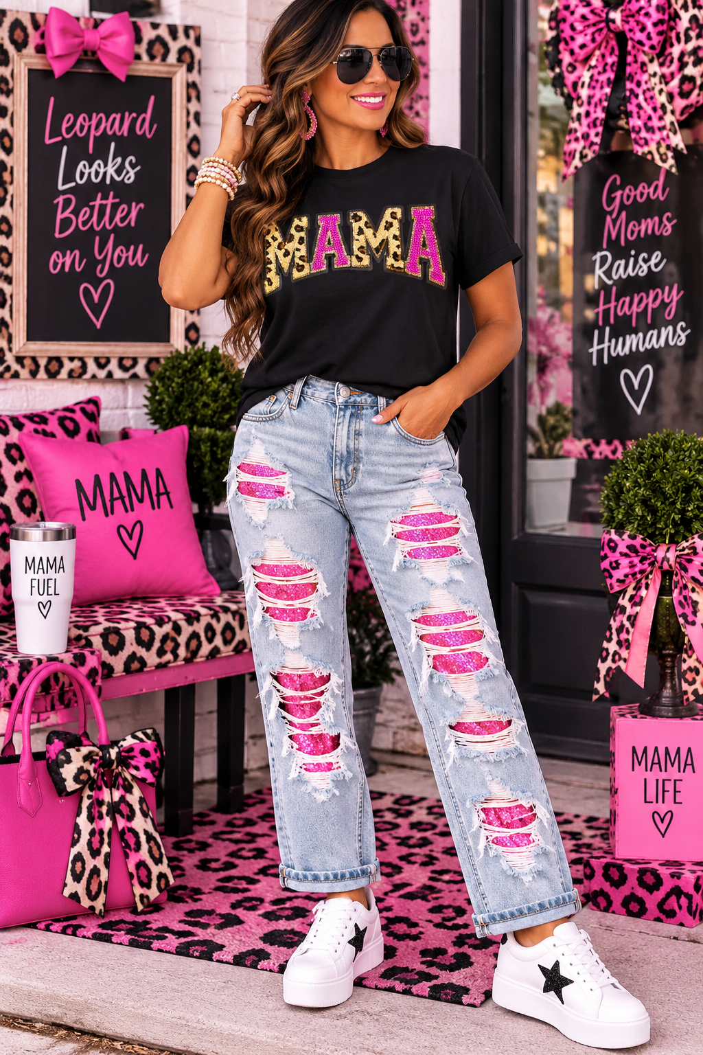 Mama Leopard and Sequin Patch, Mama Patch, Sequin and Leopard Iron On Patch, Mother's Day Gift, DIY Patch