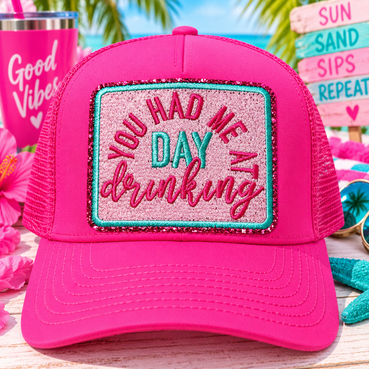 You had me at Day Drinking Patch, Drinking Patch, Trucker Hat Patch, Boujee Patch, Iron On Patch, Trendy Patch, Pink Patch, Glitter Patch Patch for Hats, DIY