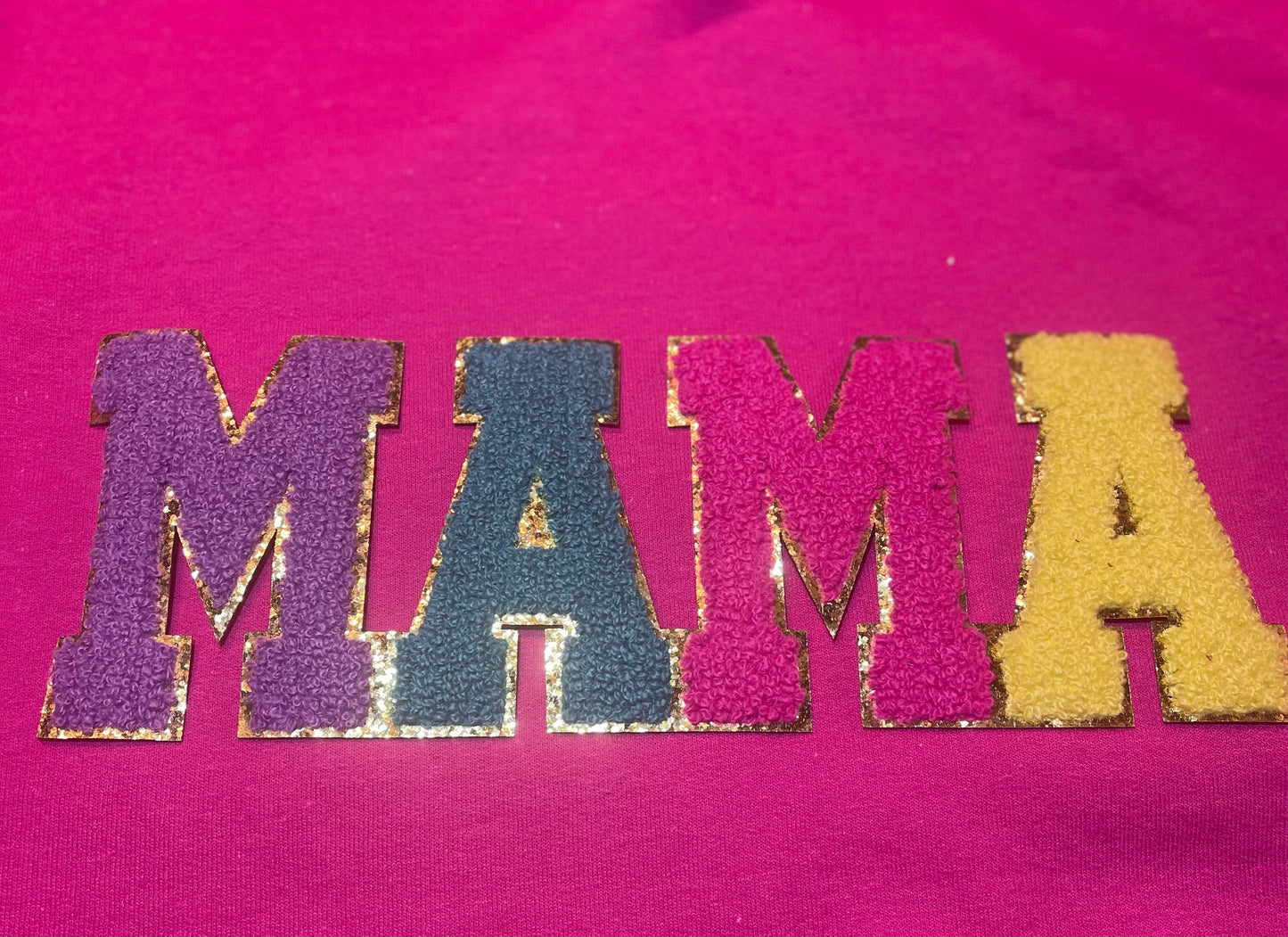 Mama Multicolor Chenille and Glitter Patch, Vibrant Multicolor Mama Patch , Iron on Patch, Mother’s Day DIY