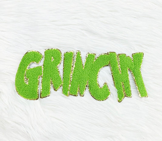 Grinchy Green and Glitter Chenille Patch 11” One Single Patch Christmas, Patches