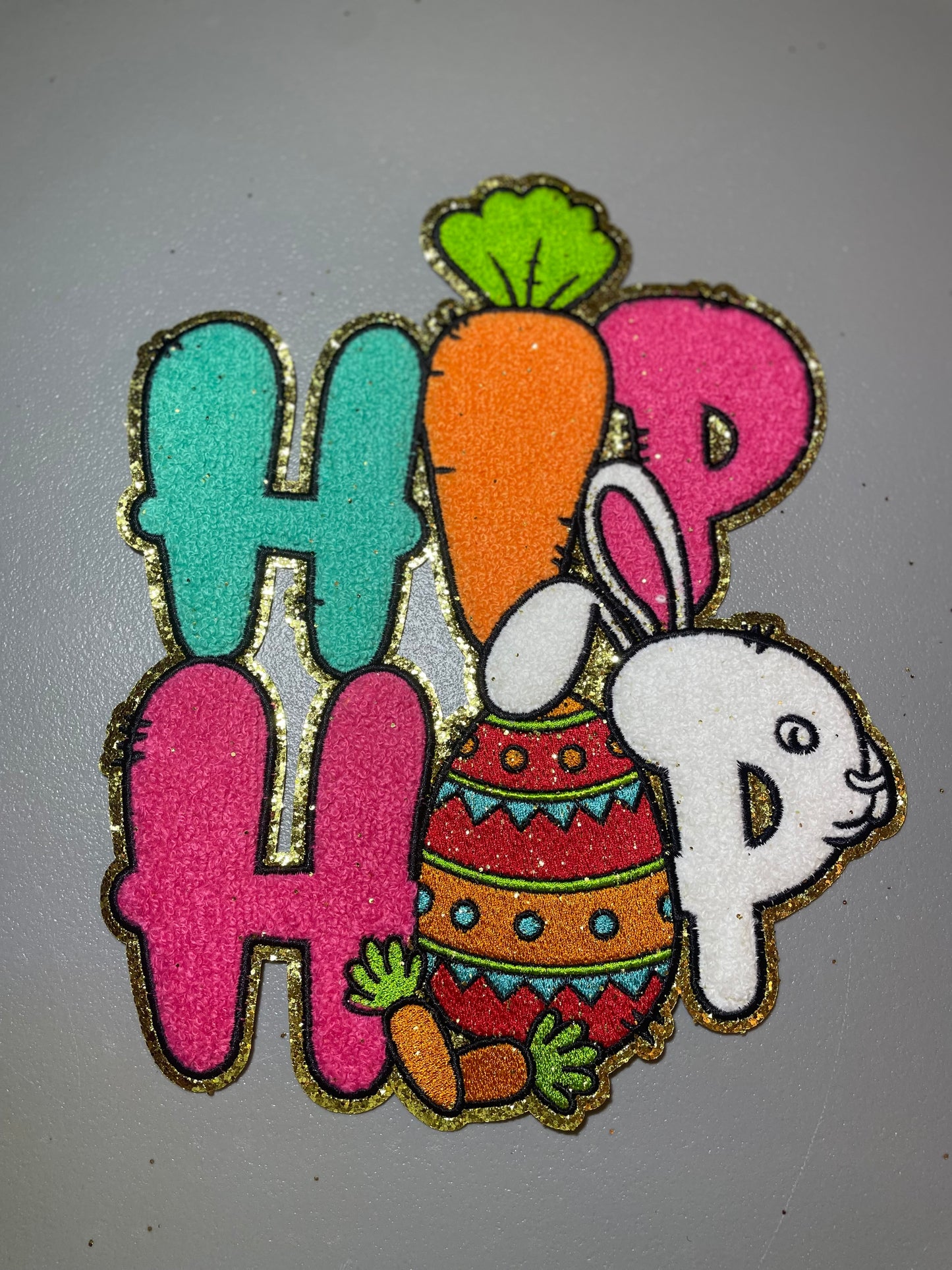 Easter Patch, 10.5" Hip Hop Chenille Patch, Iron on Patch, Colorful Eater Patch, DIY Patch
