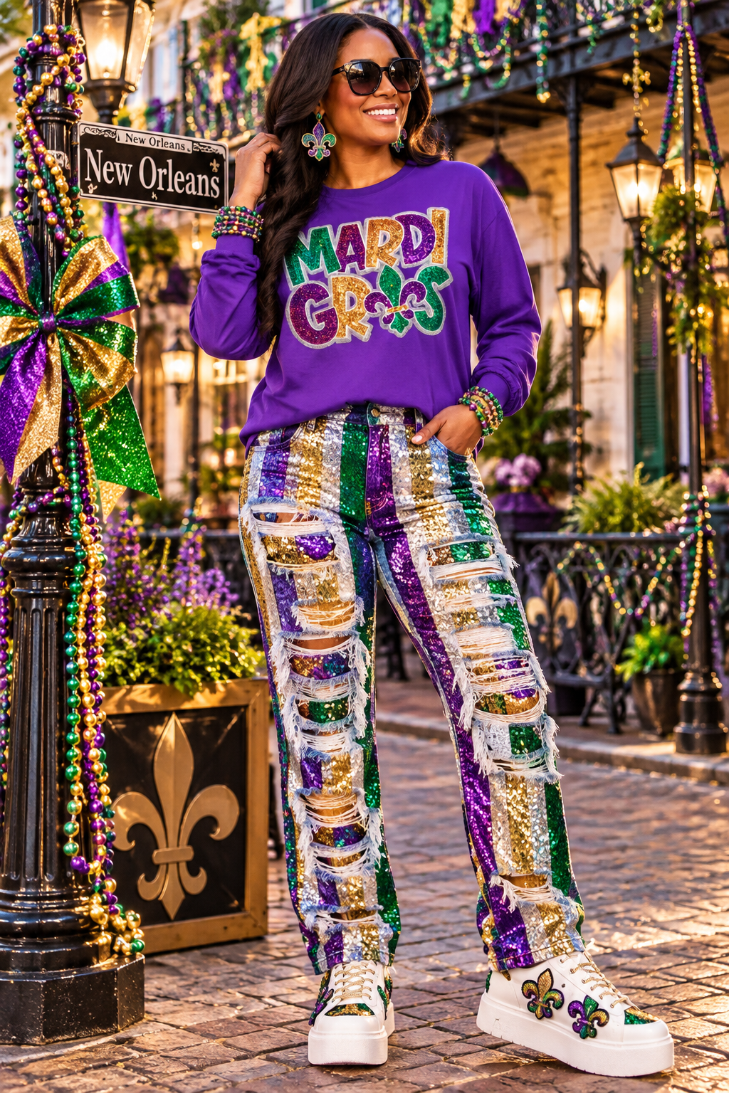 Mardi Gras Sequin Patch, Fleur de Lis Patch, DIY, Iron on Patches