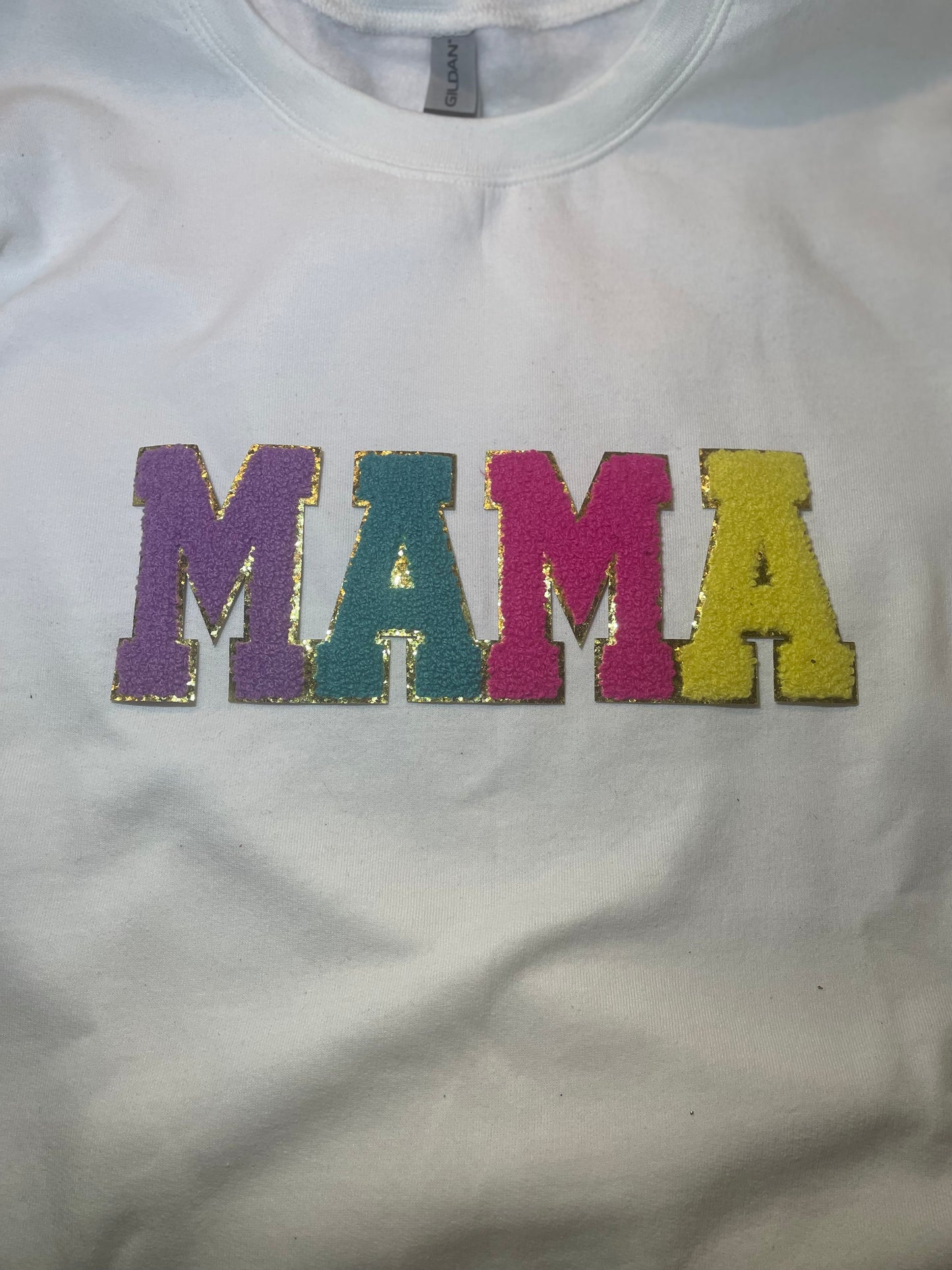 Mama Multicolor Chenille and Glitter Patch, Vibrant Multicolor Mama Patch , Iron on Patch, Mother’s Day DIY