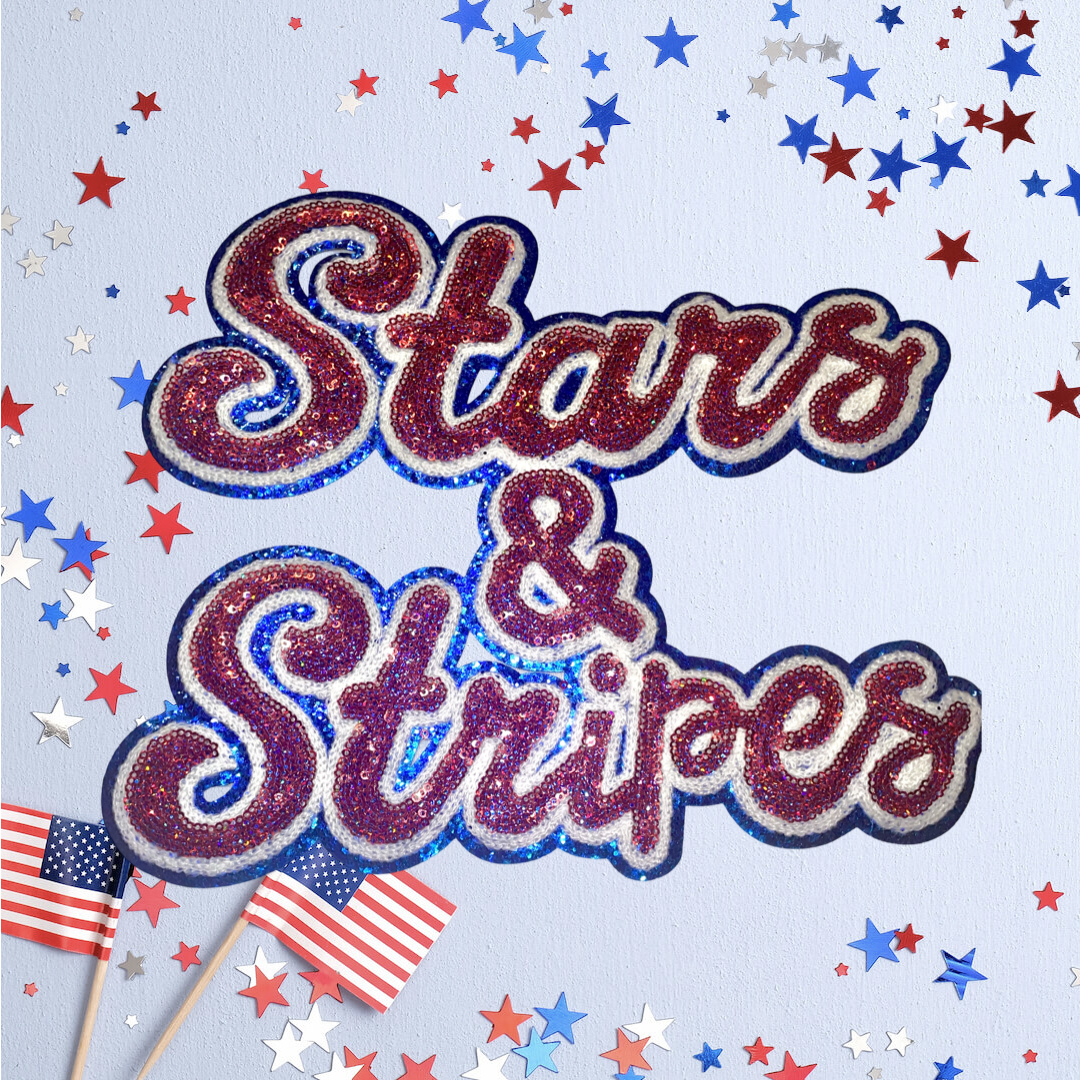 Stars and Stripes Patch, Patriotic Patch, Sequin Stars & Stripes Patch, Iron on Patch, DIY Patch, Lightweight Patch,