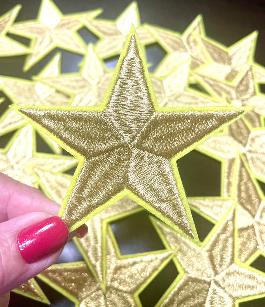 Star Patch, Embroidered Star Patch, Gold 3",Iron on Patch, DIY, Trucker Hat Patch, Preppy Patch, Patch for Hat, Embroidered Star, DIY