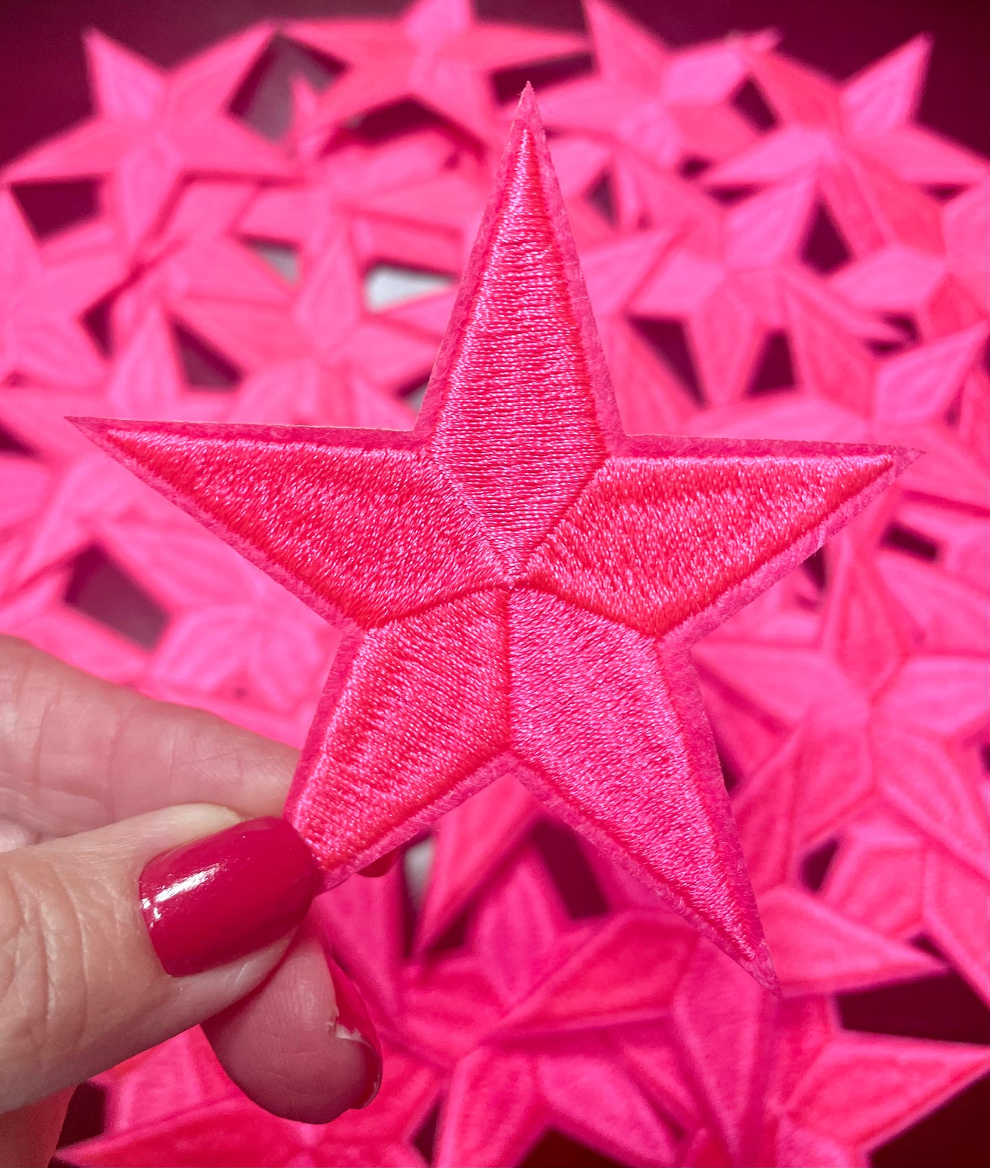 Star Patch, Embroidered Star Patch, Hot Pink 3",Iron on Patch, DIY, Trucker Hat Patch, DIY, Embroidered Star Patch