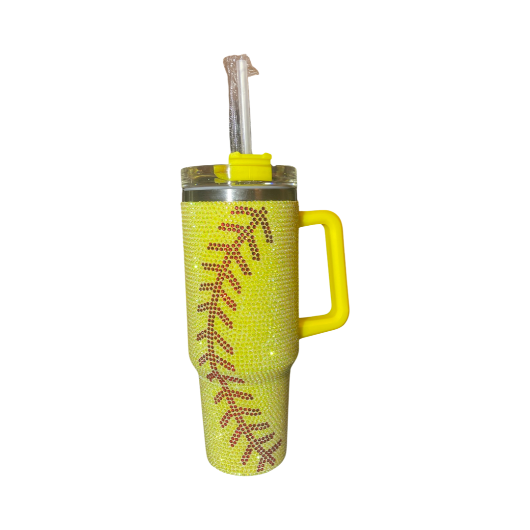 Softball Bling Rhinestone Studded Tumblers 40 oz