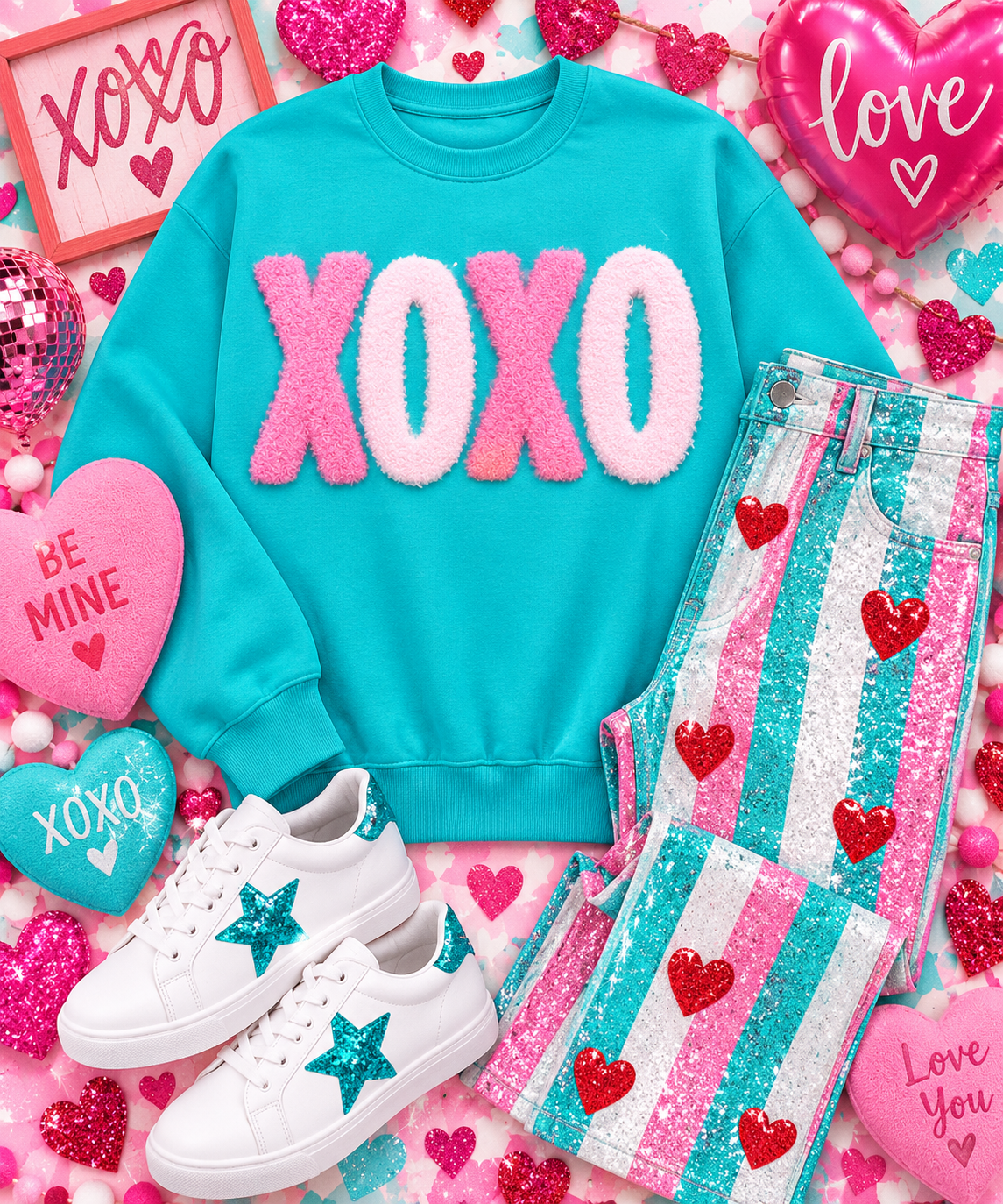 Fluffy Valentines Patch, DIY XOXO Pink Patch