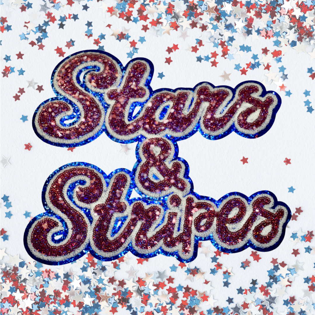 Stars and Stripes Patch, Patriotic Patch, Sequin Stars & Stripes Patch, Iron on Patch, DIY Patch, Lightweight Patch,