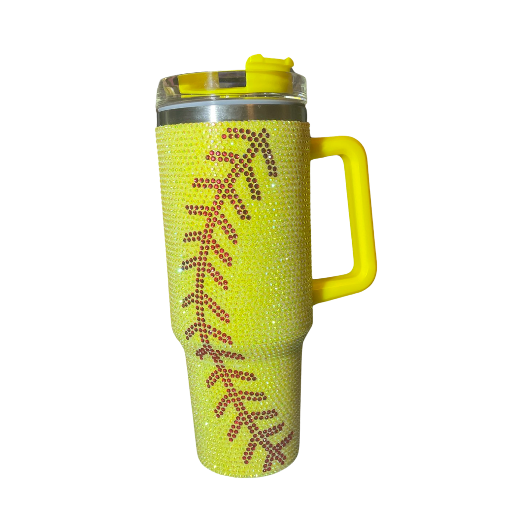 Softball Bling Rhinestone Studded Tumblers 40 oz