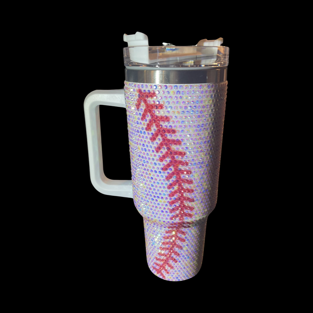 Baseball Bling Rhinestone Studded Tumblers 40Oz