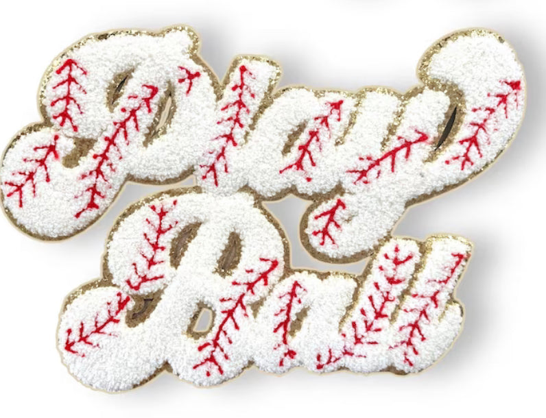 Play Ball -Baseball Patch Game Day - Iron On Glitter Chenille Patch, Iron On Baseball Patch ,DIY Patch, Game DayBaseball Mom