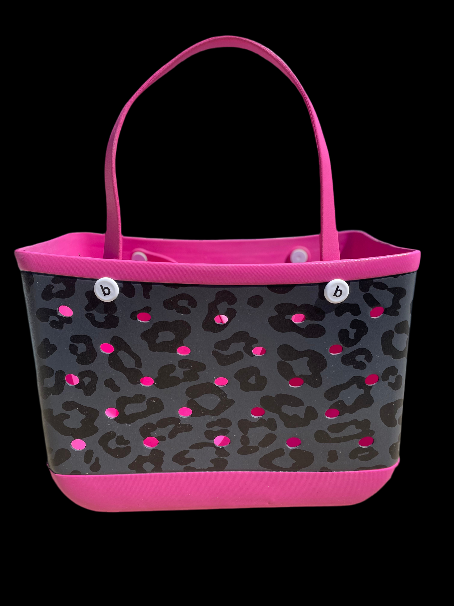 Beach Bag, Hot Pink and Black Leopard Rubber Bag, Beach Bag, Leopard Print Beach Bag| Beach