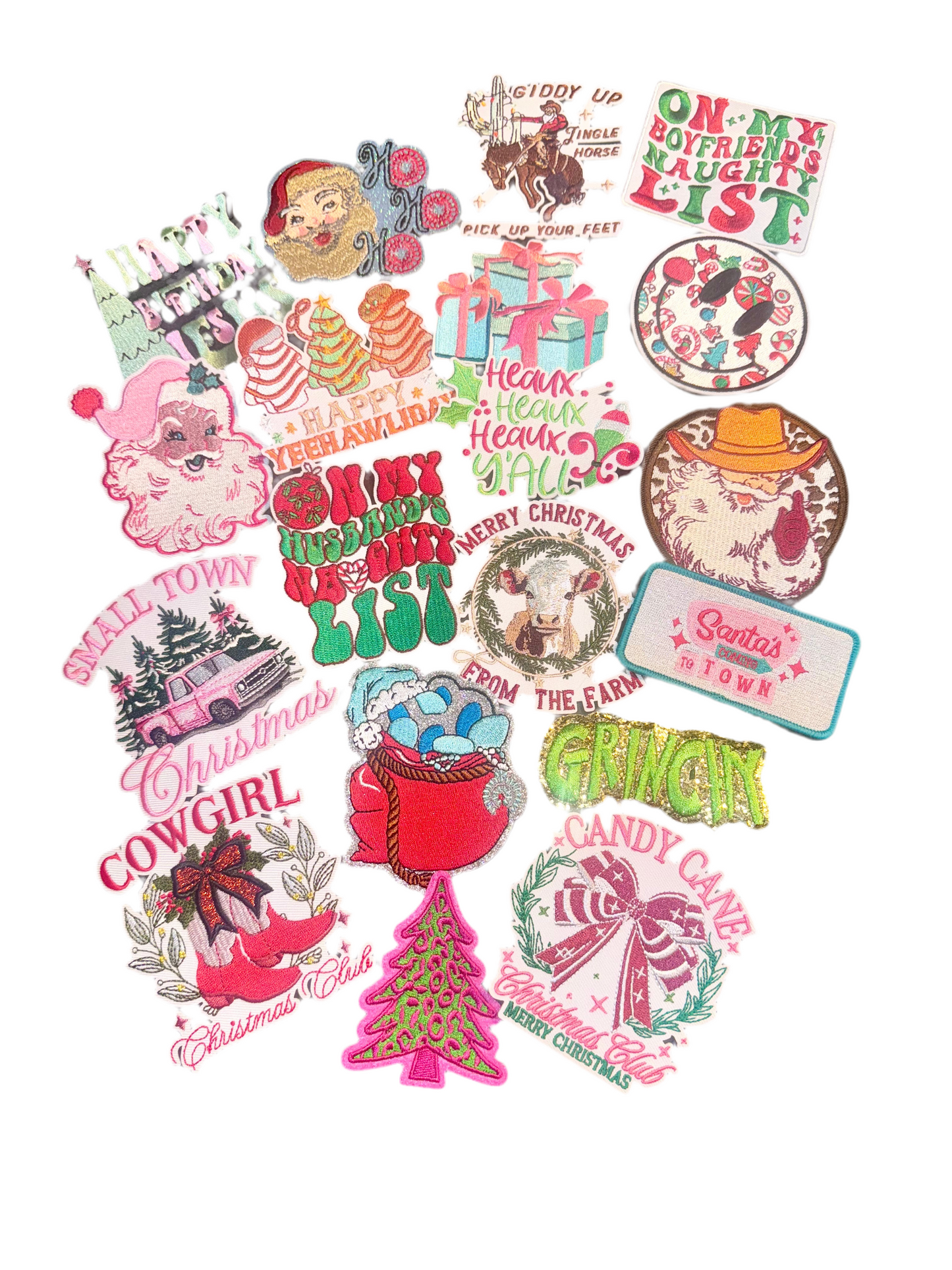 Christmas Mystery Bundle Trucker Hat Patches, Patch Bundle, Bulk Patches, Iron on Patches,