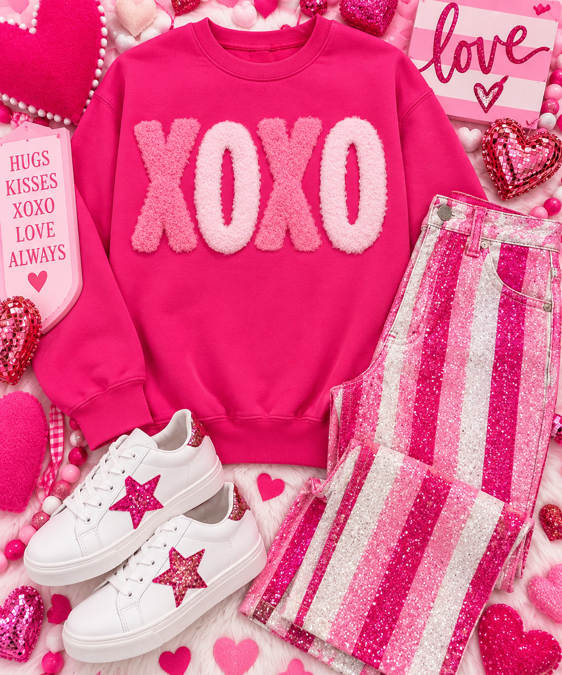 Fluffy Valentines Patch, DIY XOXO Pink Patch