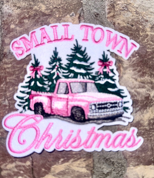 Small Town Christmas Patch, Pink Patch, Christmas Trucker Hat Patch, Country Christmas Patch, DIY